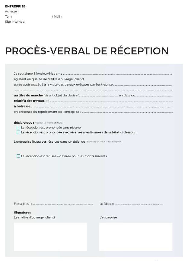 Proces verbal de reception VMC Double-Flux