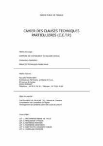 Le modèle cahier des clauses techniques particulières (CCTP)